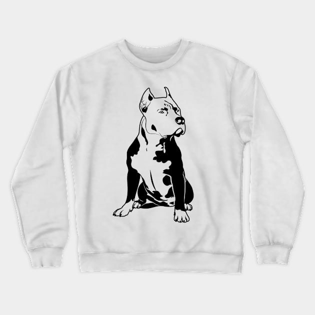 Black Pitbull Design Crewneck Sweatshirt by ArtByGrammy